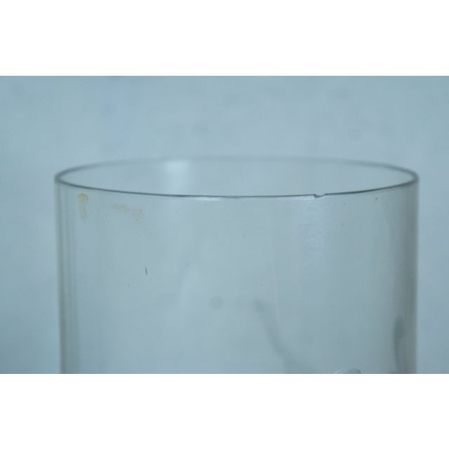 Pair of Large Late 20th Century Floral Etched Tall Glass Cylinder Hurricane Candle Shades For Sale - Image 6 of 12