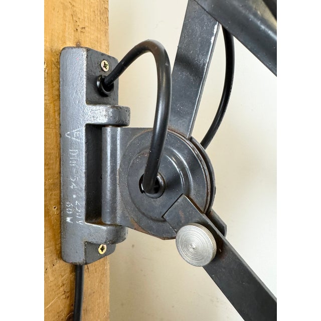 Dark Grey Industrial Scissor Wall Lamp from Elektroinstala, 1960s For Sale - Image 11 of 16
