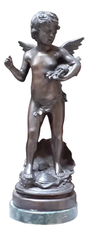 Sculpture Depicting Cupid, 1800s, Bronze on Marble Base