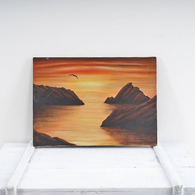 Unknown, Desolation Sea at Sunset, 2000s, Oil on Canvas For Sale - Image 9 of 9