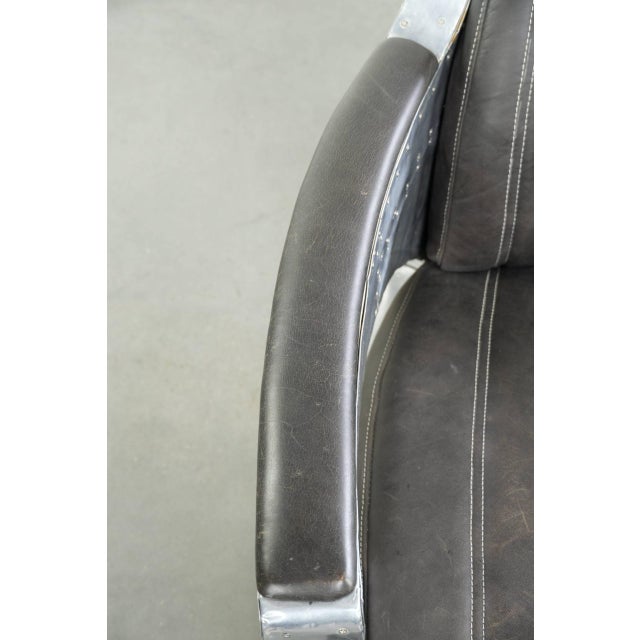 Metal Cowhide Aviator Lounge Chair in Leather and Aluminium For Sale - Image 7 of 14