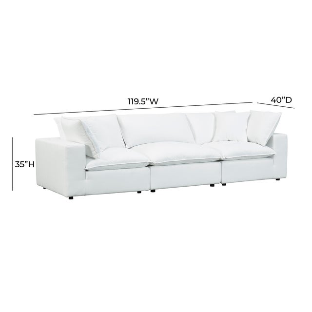 Wood Cali Pearl Performance Fabric Modular Sofa For Sale - Image 7 of 7