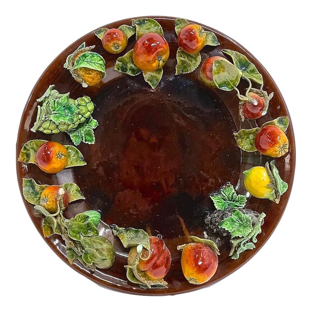 Portuguese Majolica Fruit Platter/Plaque For Sale