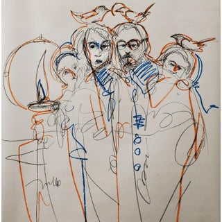 Contemporary Minimalist Figurative Mixed-Media Drawing by Jose Trujillo For Sale