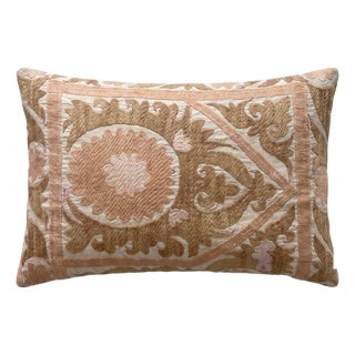 Uzbek Suzani Lumbar Pillow Cover 16'' X 24'' For Sale