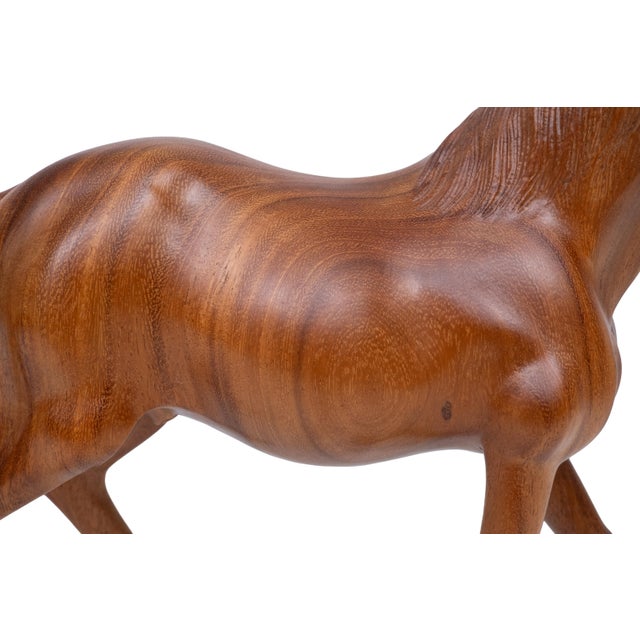 Mid-Century Modern Hand-Carved Teak Horse, Bali, Indonesia, 1970s For Sale - Image 3 of 11