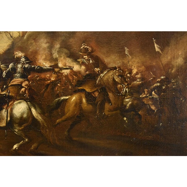 17th Century Francesco Graziani / Ciccio Napoletano, Battle with Knights, 1690, Oil on Canvas, Framed For Sale - Image 5 of 16