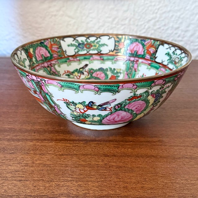 Rose Canton Centerpiece Bowl For Sale - Image 4 of 4