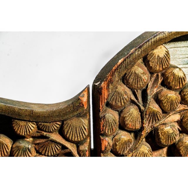 Chinese Hand Carved Painted Vintage Small Three Panel Tabletop Screen Home Decor For Sale - Image 10 of 14
