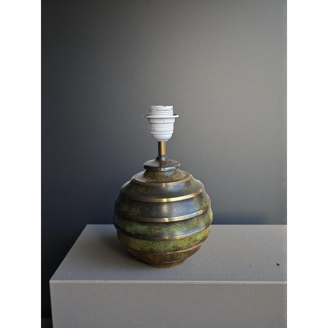 Metal Swedish Modern Art Deco Table Lamp in Patinated Bronze attributed to SVM, 1930s For Sale - Image 7 of 10