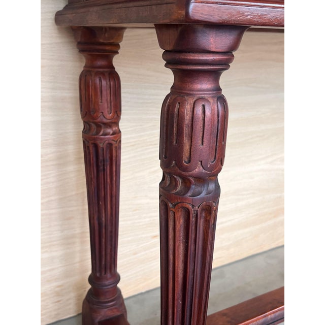 Early 20th Century Catalan Spanish Carved Walnut Console Table with Two Drawers For Sale - Image 11 of 18