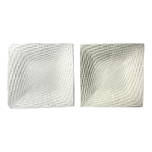 Mid-Century Italian Square Basket Weave Platters- a Pair