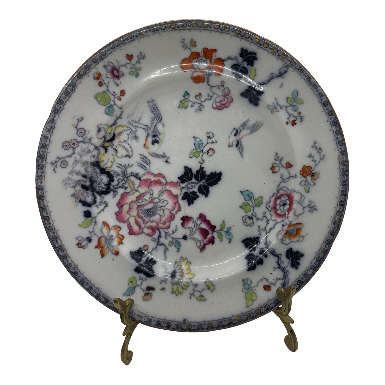 Mid 20th Century Real Ironstone China Floral Plate | Chairish