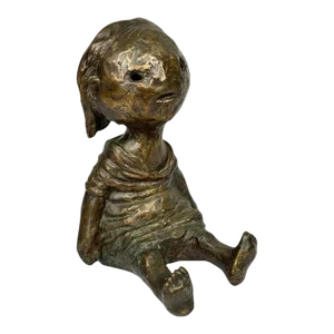 Signed Bronze Sculpture of a Little Girl by Sergio Unia