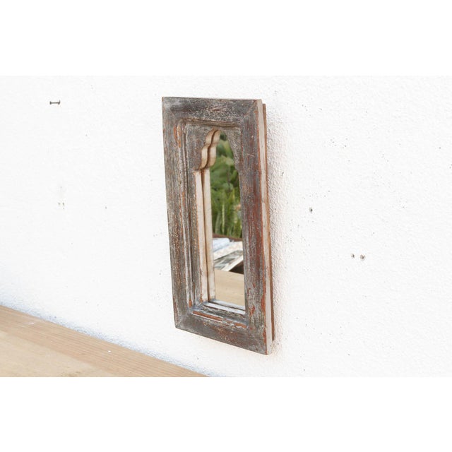 Weathered Stone Charcoal Indian Arched Mirror For Sale In Los Angeles - Image 6 of 7