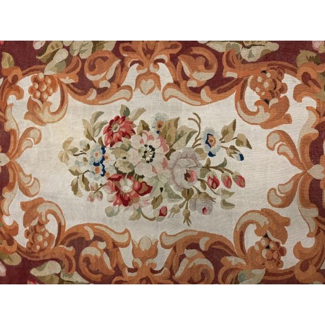 Neoclassical 1840s Antique Beige Classic Floral European Aubusson Flatweave Wool Carpet Rug For Sale - Image 3 of 5