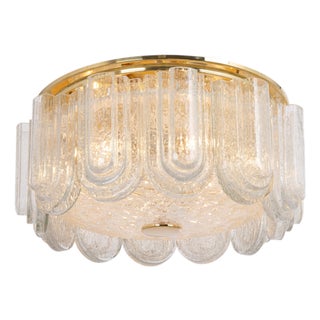 Large Brass Flushmount with Murano Glass Tubes attributed to Doria, Germany, 1960s For Sale