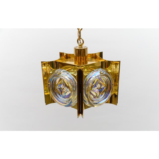 Metal Iridescent Glass Ceiling Lamp, Germany, 1960s For Sale - Image 7 of 13