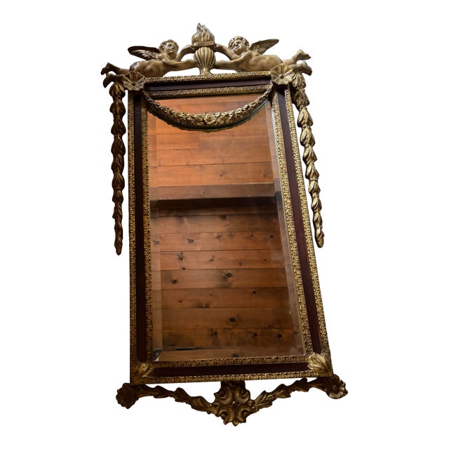 1990 Carvers Guild Large Hand Carved Ornate Gilded Mahogany Mirror For Sale