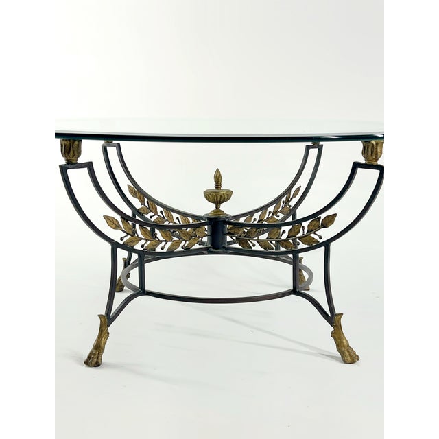Vintage Italian Regency-Style Round Metal & Glass Coffee Table For Sale In Atlanta - Image 6 of 9