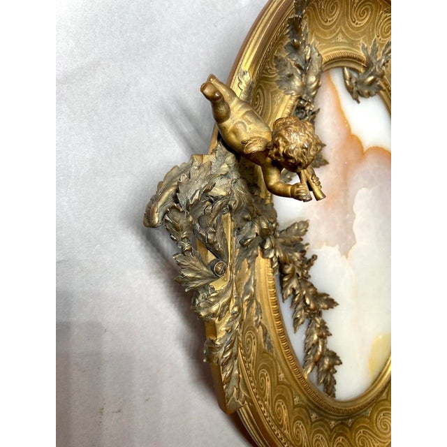 19c French Artisan Classical Bronze Alabaster Server For Sale - Image 15 of 18