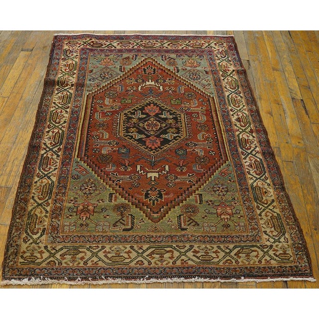 Early 20th Century Persian Malayer Carpet ( 3'4" x 4'10" - 102 x 147 ) Antique Malayer Small Scatter Size Wool Rug,...