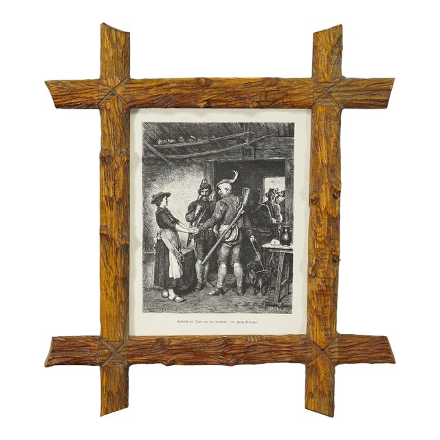 Antique Copper Engraving Print With Bavarian Scene Ca. 1900 For Sale