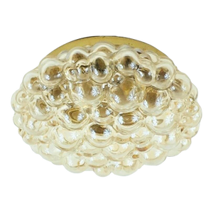 1960s XL Mid Century Amber Bubble Glass Ceiling Flush Mount by Helena Tynell for Limburg, Germany