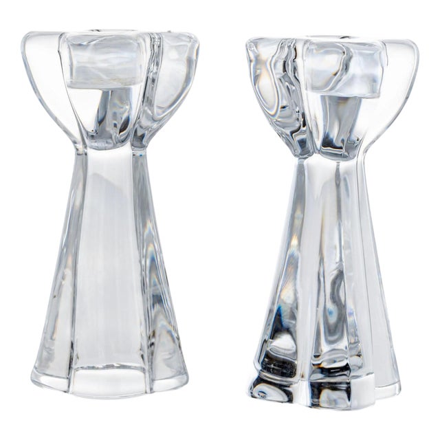 Diomede Clear Crystal Candleholders from Baccarat, 1975, Set of 2 For Sale