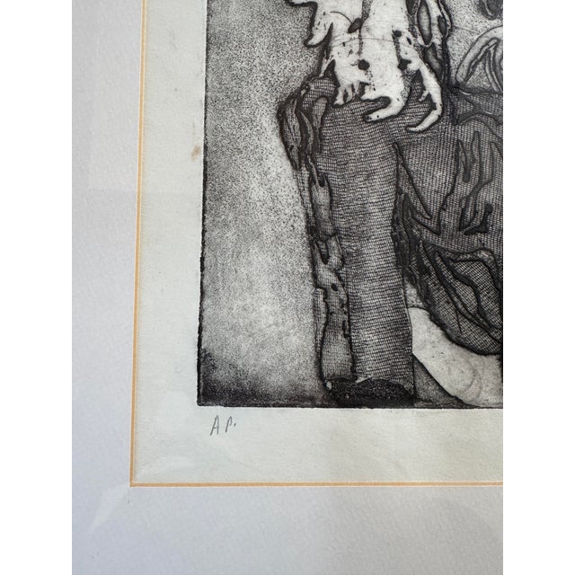 Black 1990s Black and White Etching Abstract Print, Framed For Sale - Image 8 of 10