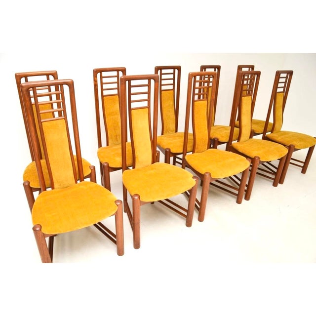 A stunning set of ten Danish vintage teak dining chairs, made by Boltinge and dating from the 1970-80’s. They are of...