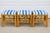 Tan 1970s Chinese Chippendale Style Rattan / Bamboo Ottomans / Tables in Blue and White -S/3 For Sale - Image 8 of 8