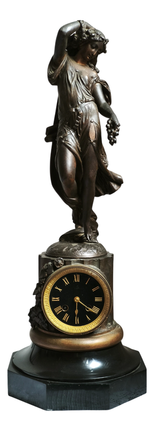 Late 19th Century French Figurative Mantel Clock from Blot et Drouard, 1890s