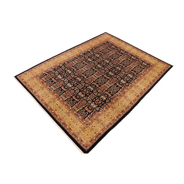 1980s Bohemien Ziegler Blue Gold Hand-Knotted Wool Rug - 9'1'' X 11'7'' For Sale - Image 4 of 10