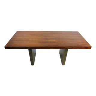 Roger Sprunger for Dunbar Rosewood Table Desk on Bronze Plinth Bases For Sale