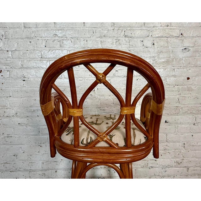 Mid 20th Century Rattan Backed Swivel Bar Stool For Sale - Image 9 of 11