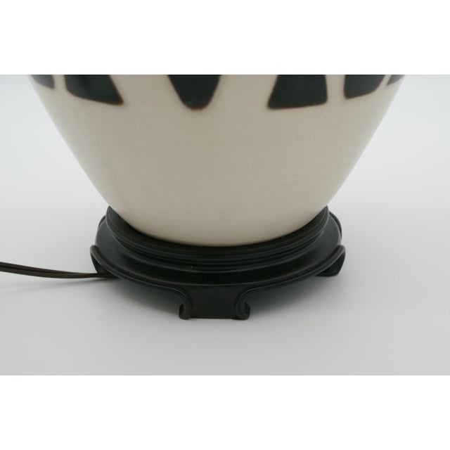 Late 20th Century Late 20th Century Black & Ivory Geometric Chulucanas Pottery Lamp – Handcrafted Peruvian Art Inca Style For Sale - Image 5 of 8