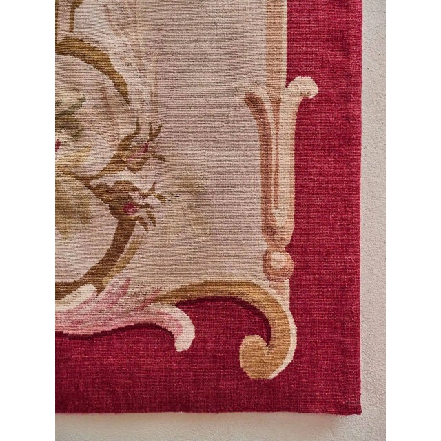 Beige Long Savonnerie Tapestry from Aubusson For Sale - Image 8 of 10