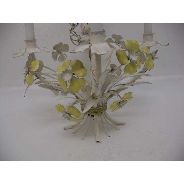 Vintage Italian Tole Floral Chandelier For Sale - Image 4 of 7