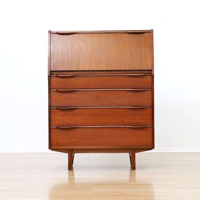 1960s 1960s Mid Century Danish Teak Secretary Desk For Sale - Image 5 of 11