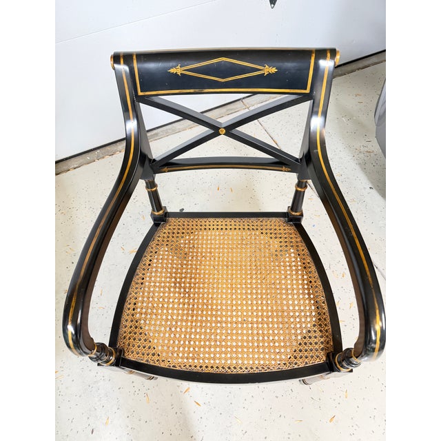 Neoclassical Vintage Neoclassical Lounge Chair (Black & Gold) For Sale - Image 3 of 4