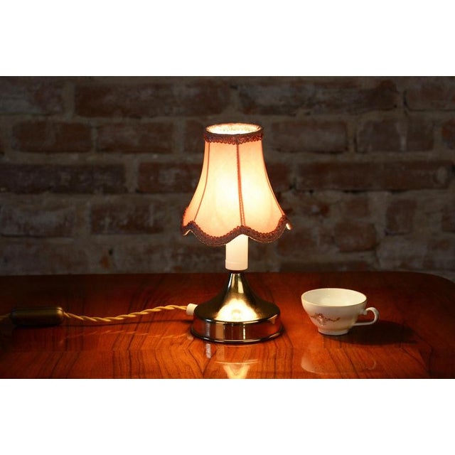 Mid-Century Table Lamp in Brass andTextile Lampshade, Czech, 1960s For Sale - Image 10 of 11