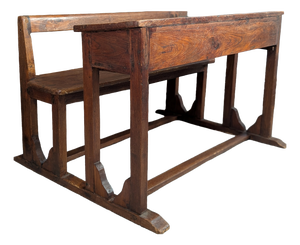 Vintage Double School Desk in Oak