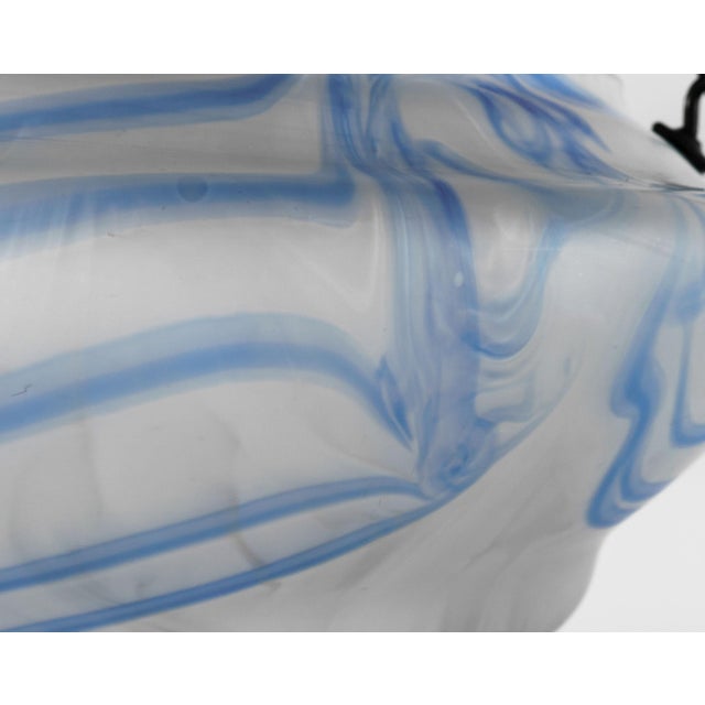 Vintage Blue and White Streaky Glass Flycatcher / Plafonnier Ceiling Lamp Shade, 1930s For Sale - Image 3 of 5