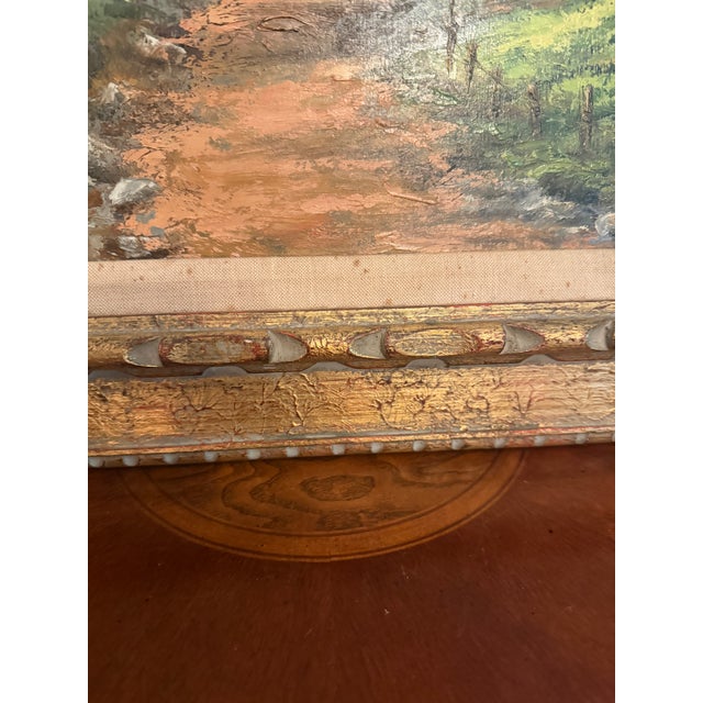 Vintage D. Snyder Dual-Signed Impasto Landscape Painting in Ornate Gallery Frame For Sale - Image 10 of 16