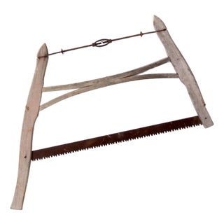 Antique Primitive Wooden Buck Saw For Sale