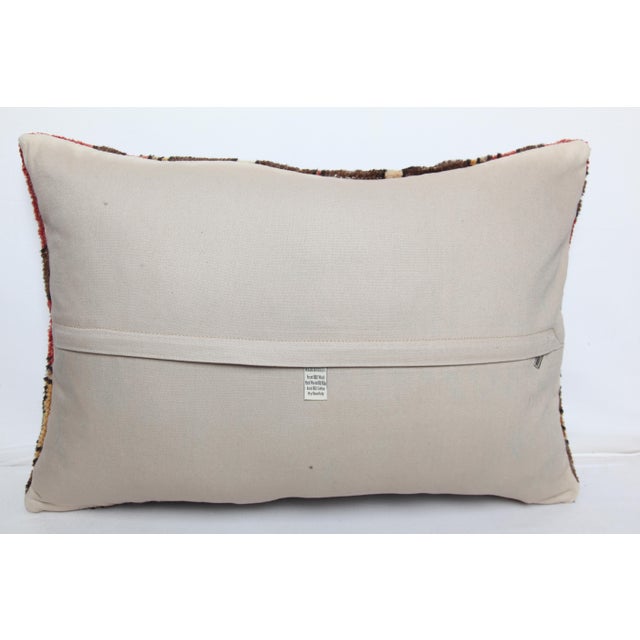 Textile Vintage Kilim Pillow Cover – Tribal Motifs, Double-Knotted, 16x24 Inches For Sale - Image 7 of 9