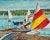 Edmund Jordan (American / Pennsylvania, 20th century) colorful impressionist oil painting on board depicting a canoe and...