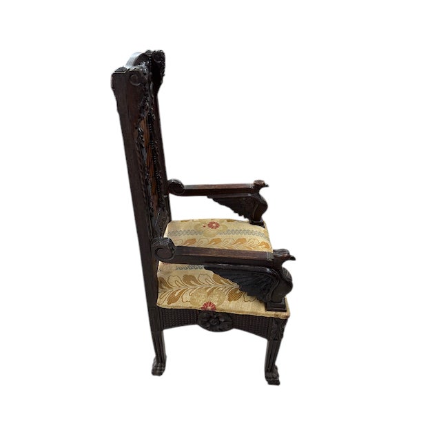 Wood 19th Century Pair of American Carved Oak Chairs For Sale - Image 7 of 12