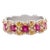 14k White Gold 1.15ct Ruby & Citrine Colorful Chunky Band Ring Size 7 For Sale